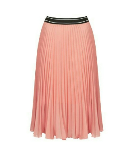 Top Shop Pleated Midi Skirt Peach/Rose - Picture 1 of 5